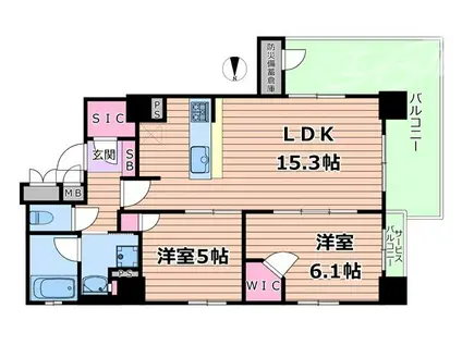 LEJADE南森町(2LDK/11階)の間取り写真