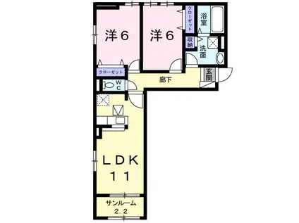 ソフィア(2LDK/1階)の間取り写真