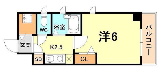弘南ハイツ(1K/2階)の間取り写真