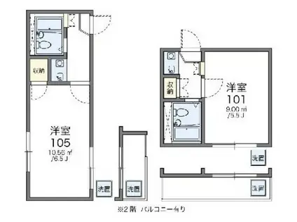 レオパレスシェモアI(1K/2階)の間取り写真