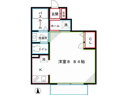 コティハウスカ(1K/1階)の間取り写真