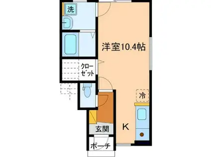 リベージュ A棟(ワンルーム/1階)の間取り写真