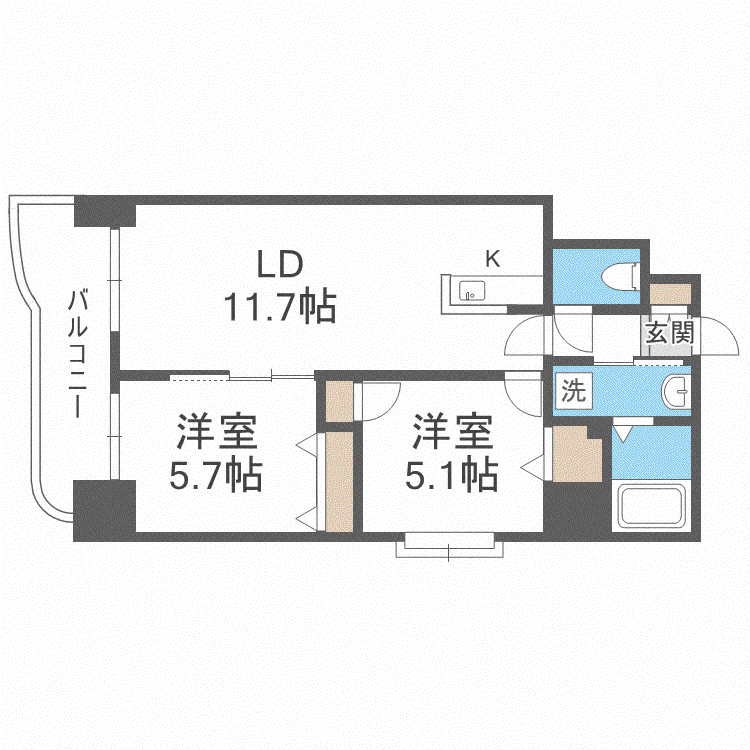 さくらハイツ2(2LDK/10階)の間取り写真