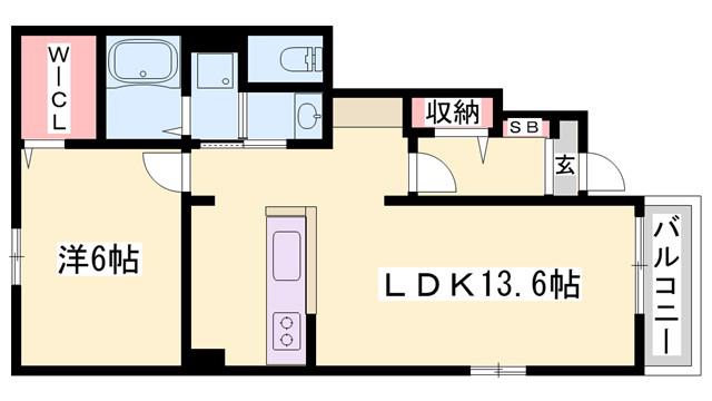 ラボールI(1LDK/1階)の間取り写真