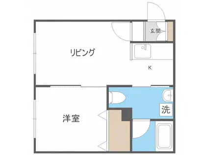 ブランノワール東札幌(1LDK/2階)の間取り写真