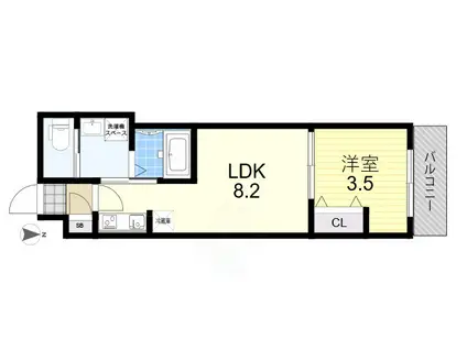 H-MAISON鶴橋(1LDK/2階)の間取り写真