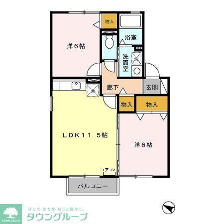 コスモスハイム III(2LDK/2階)の間取り写真