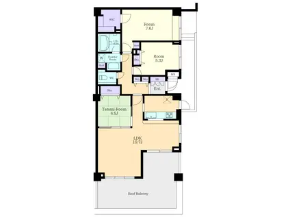 東急ドエル・横浜ヒルサイドガーデン(3LDK/7階)の間取り写真