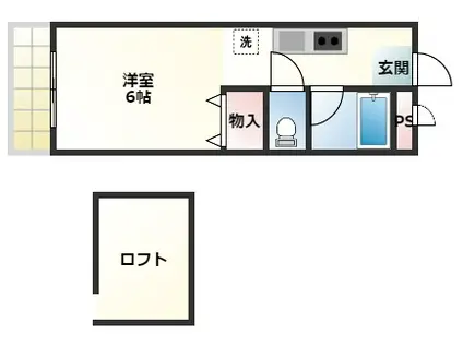 メイプルコート 一万城(1K/2階)の間取り写真