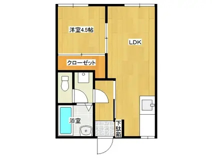 フォーブル博多(1LDK/1階)の間取り写真