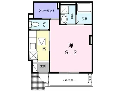 サウスビレッジII(1K/1階)の間取り写真