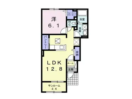 カリーノB(1LDK/1階)の間取り写真