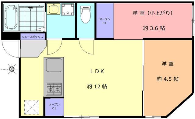 RECORRIDONAKANOSHINBASHI(2LDK/1階)の間取り写真