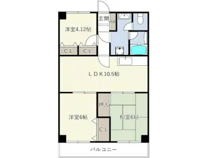 トーカド宮崎台 S棟(3DK/1階)の間取り写真