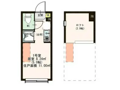 ラフォーレ中板橋(ワンルーム/2階)の間取り写真