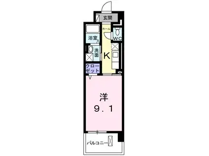 カモミール(1K/3階)の間取り写真
