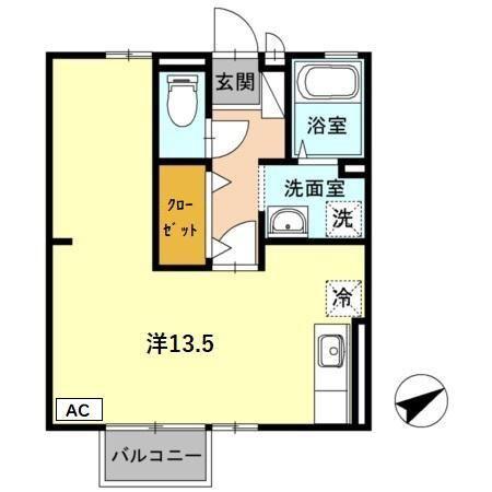 ロイヤルガーデン須田の木D(ワンルーム/2階)の間取り写真