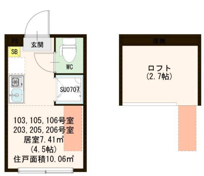 ハーモニーテラス成田東III(ワンルーム/2階)の間取り写真