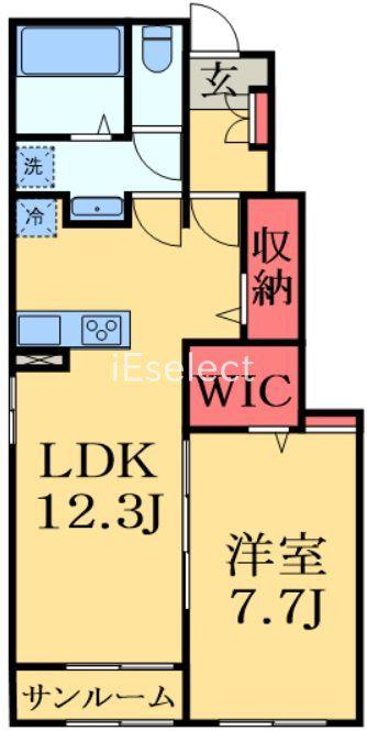 ドマーニA(1LDK/1階)の間取り写真