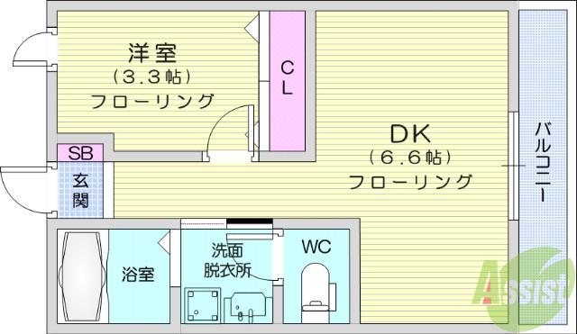 LAVULITE(1DK/3階)の間取り写真