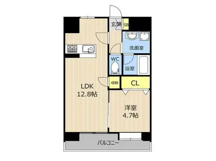 LIBTH錦ヶ丘(1LDK/2階)の間取り写真