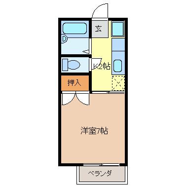 ハイツぽんぽりーす(1K/1階)の間取り写真