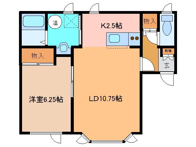 グラシア613(1LDK/2階)の間取り写真