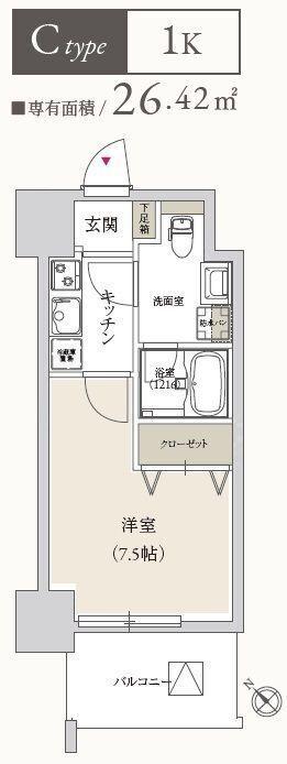 プライマル月島(1K/6階)の間取り写真