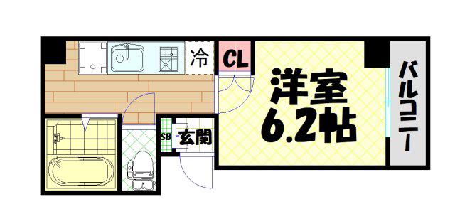 リバティ桜川(1K/10階)の間取り写真