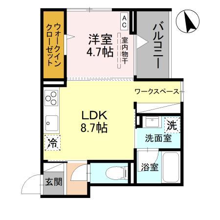 TORISIAS 東城南 B B(1LDK/2階)の間取り写真