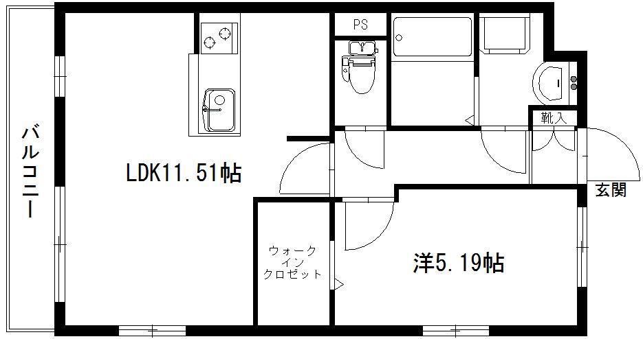 グランソレイユ(1LDK/2階)の間取り写真