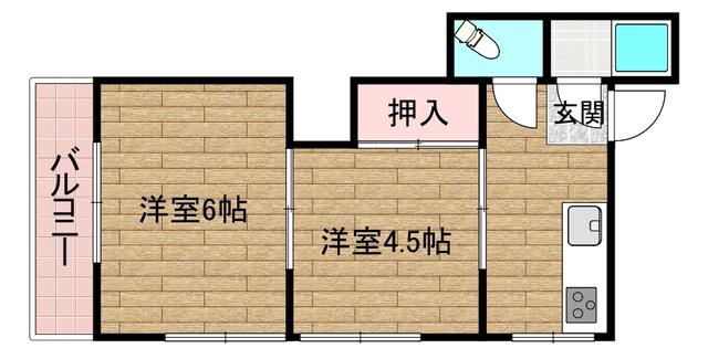 コンラッド天川新町(2K/2階)の間取り写真