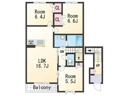 ブランシェ木広町(3LDK/2階)の間取り写真