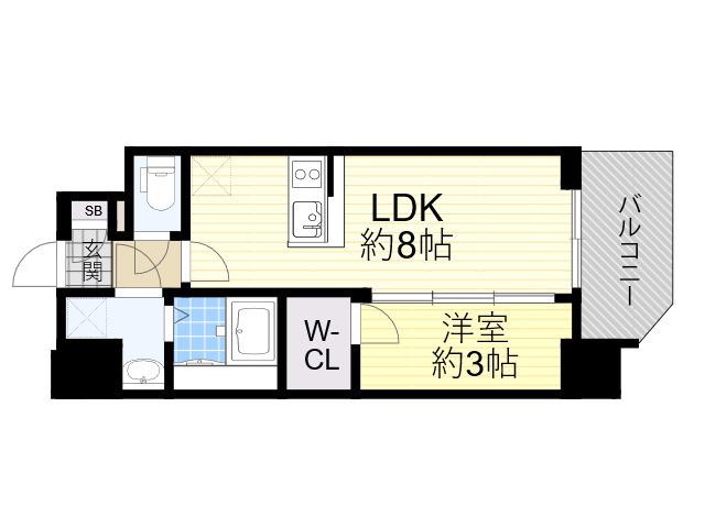 エスリード大阪城イースト(1LDK/7階)の間取り写真