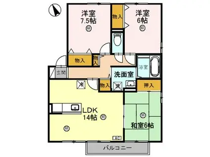 ハイツR(3LDK/2階)の間取り写真