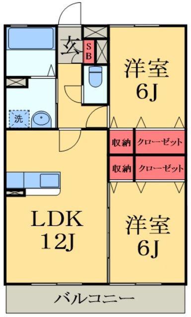 バニュルスⅣ(2LDK/3階)の間取り写真