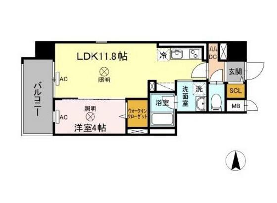 TWIN TOWERS SELINA(1LDK/4階)の間取り写真