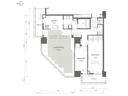 ブリリア・イスト・タワー勝どき(2LDK/41階)の間取り写真