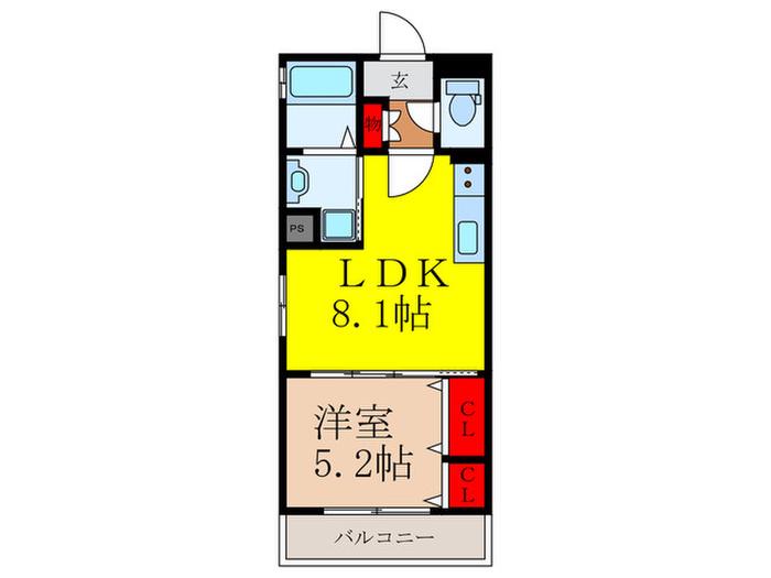 ラモーナ一津屋I(1LDK/3階)の間取り写真