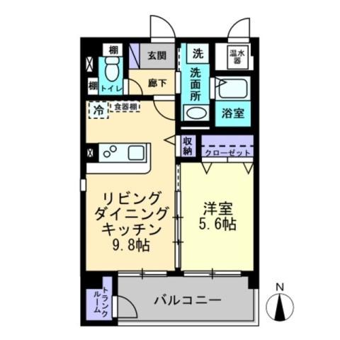 ルミエール木太 A棟(1LDK/1階)の間取り写真