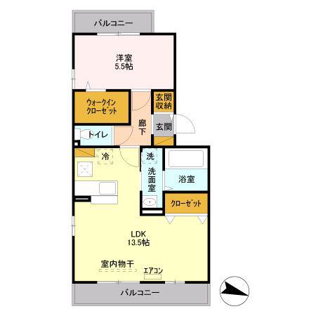 フェイバリッチ新和 B棟(1LDK/1階)の間取り写真