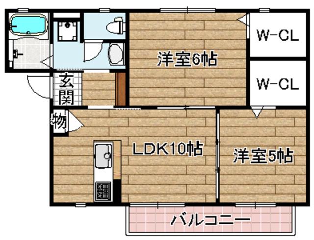 シャーメゾンワイキューブ(2LDK/2階)の間取り写真