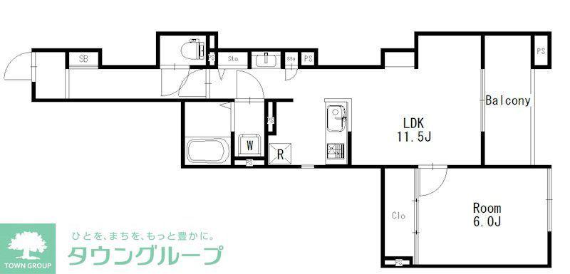 シャトネルA(1LDK/1階)の間取り写真