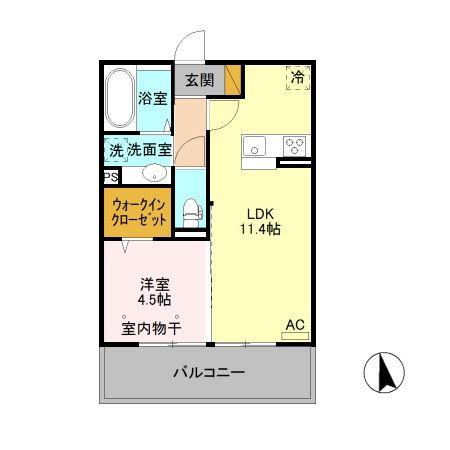 ル リッシュC(1LDK/3階)の間取り写真