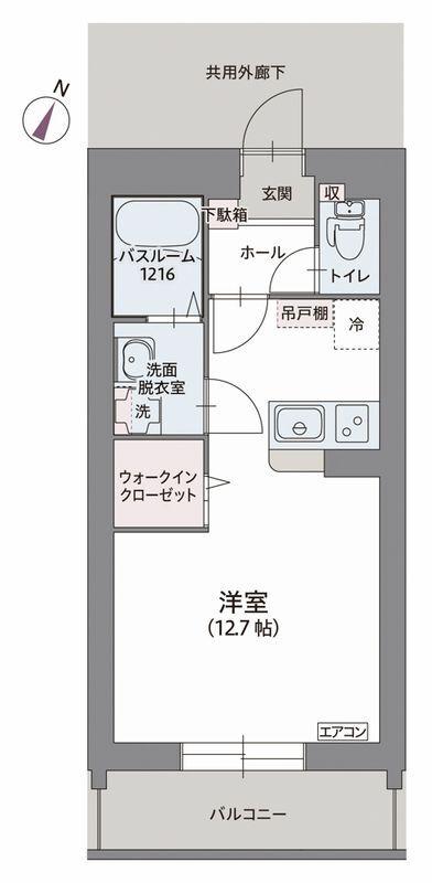 コリーヌ デュ リオン(ワンルーム/2階)の間取り写真