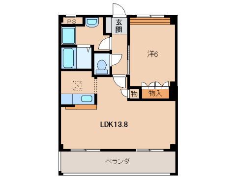 グレイスハイム(1LDK/1階)の間取り写真