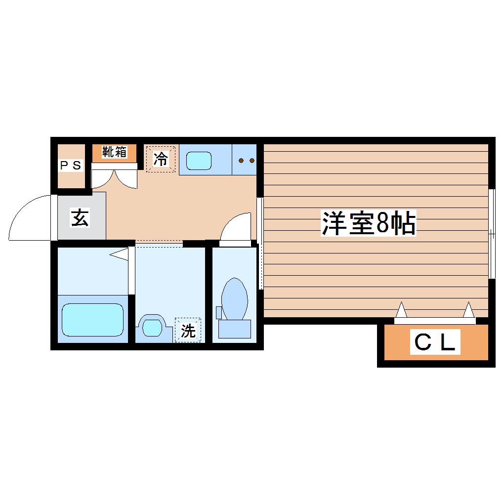 アスコット一本杉I(1K/1階)の間取り写真
