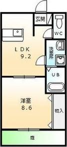 ドエルマルシェD(1LDK/1階)の間取り写真