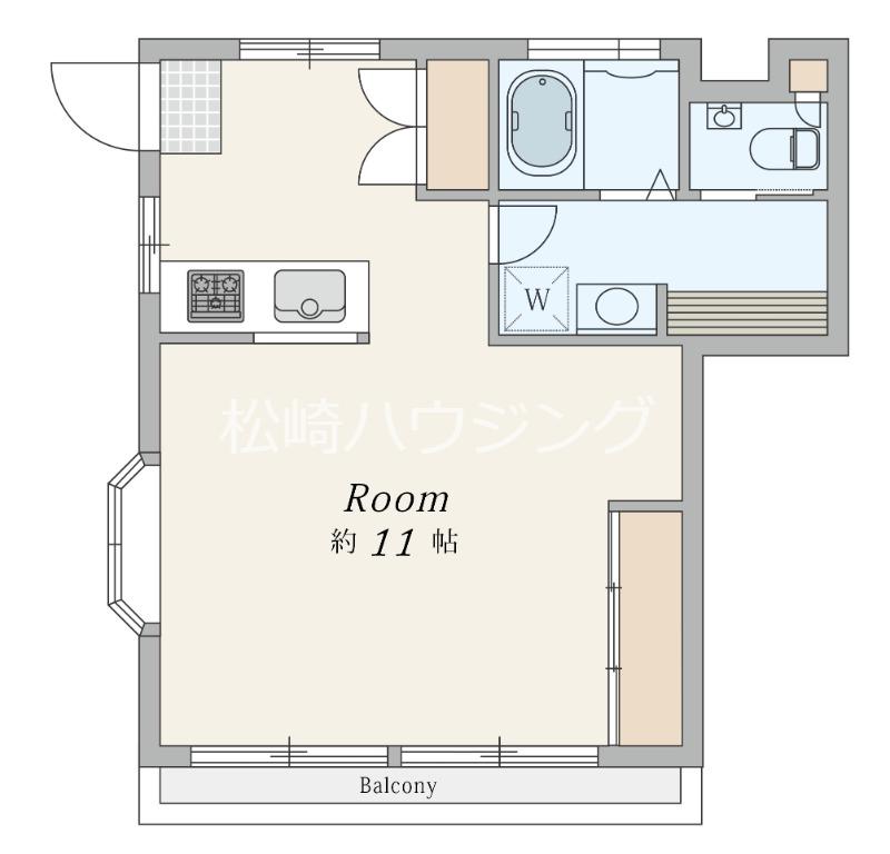 Kシャトー(ワンルーム/2階)の間取り写真
