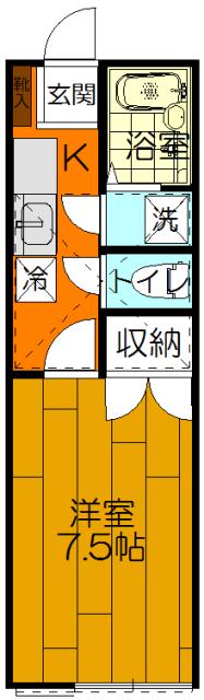 エルスール(1K/1階)の間取り写真